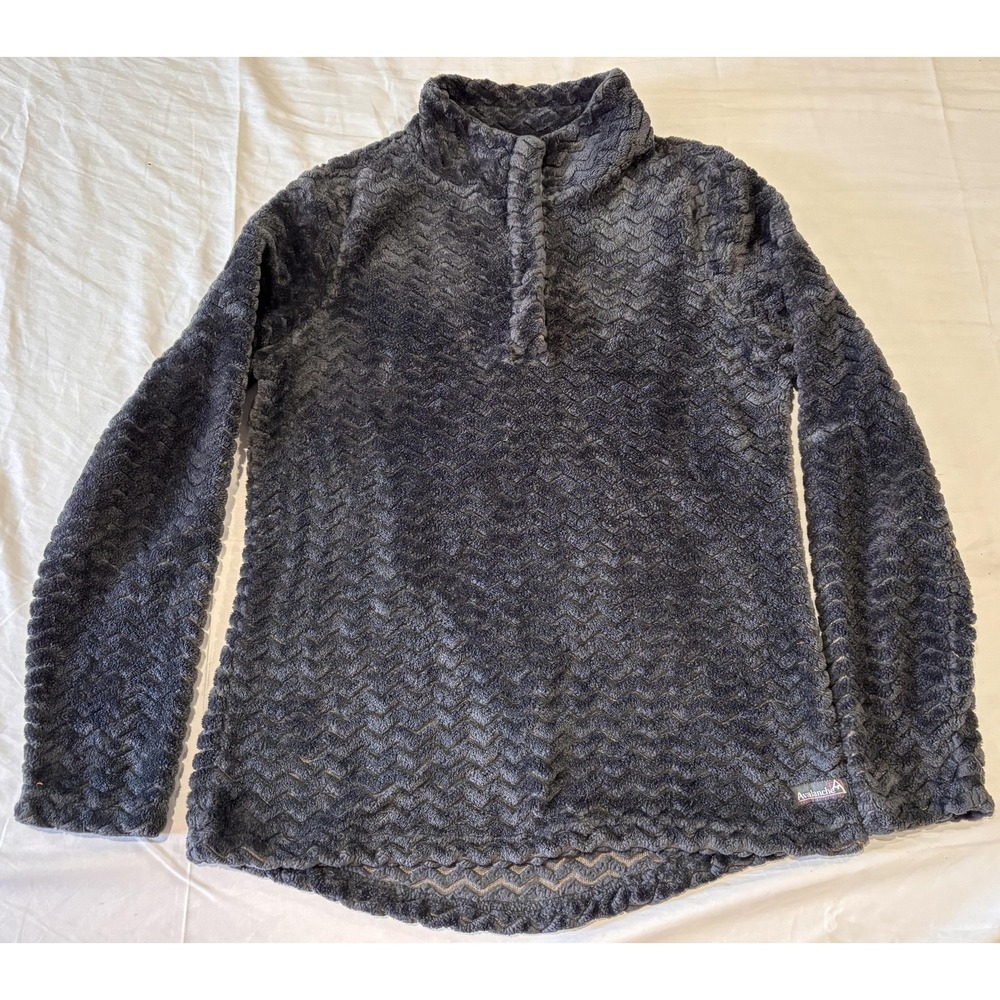Avalanche Sweater Pullover Womens M Gray Fleece Mock Neck Thermal Chevron
